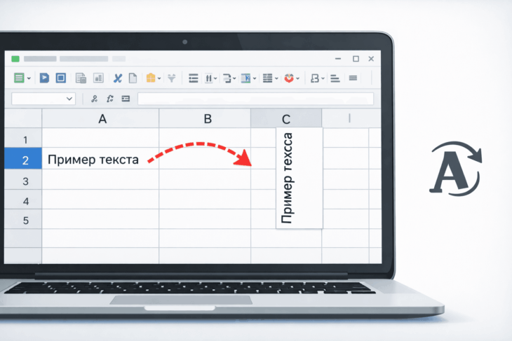 Инструмент поворота текста в ячейках таблицы LibreOffice Calc.