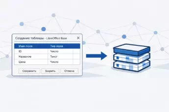 Создание таблицы в LibreOffice Base с иконкой структуры базы данных