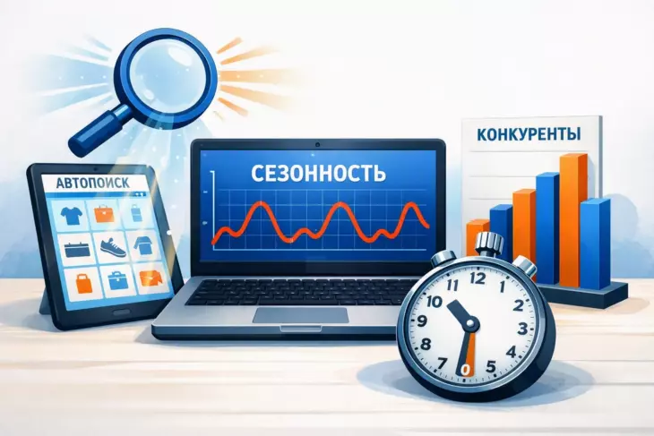 Три инструмента для анализа ниши на маркетплейсе: автопоиск товаров, график сезонности и анализ конкурентов.